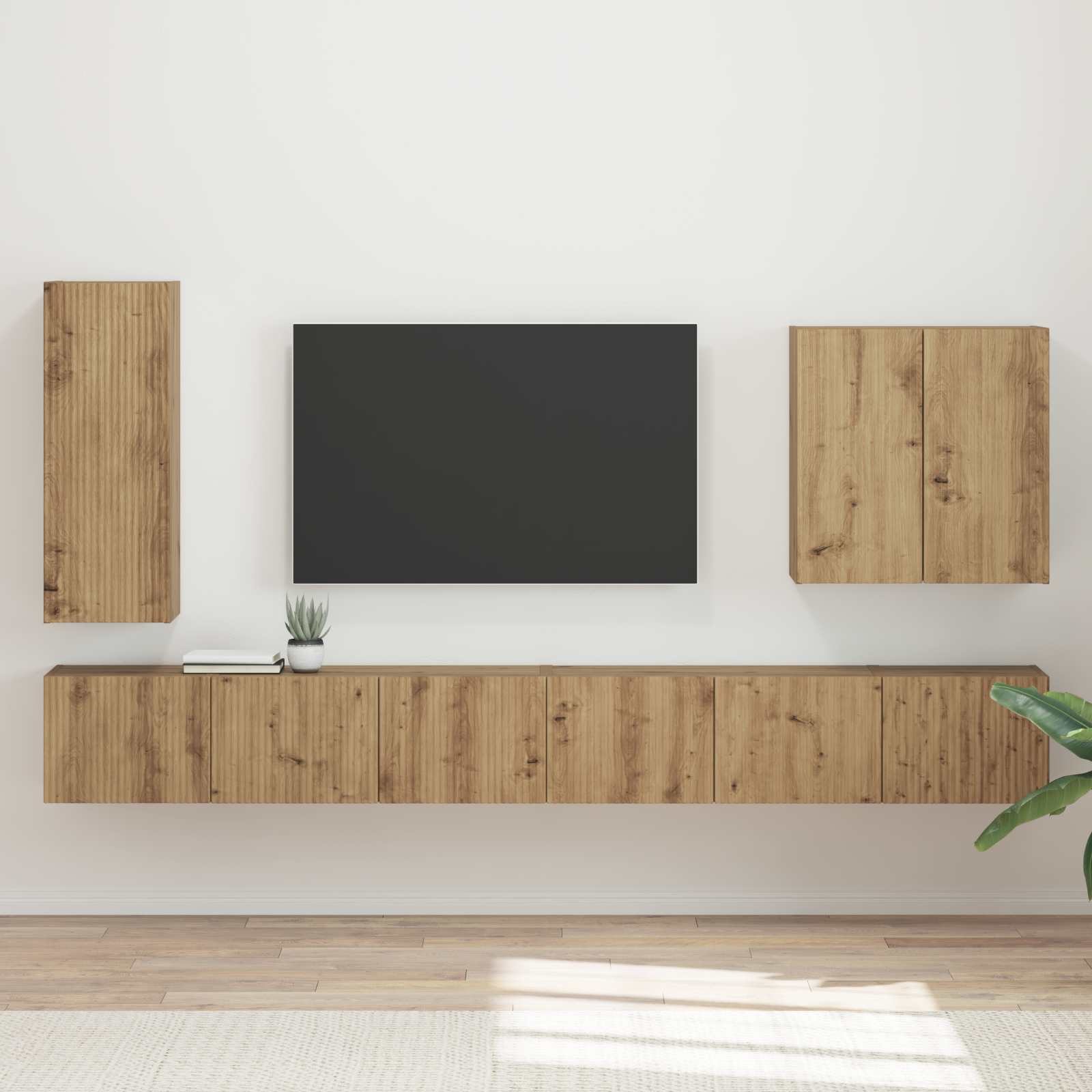 vidaXL Zestaw szafki pod telewizor na ścianę 6 pcs Dąb rzemieślniczy