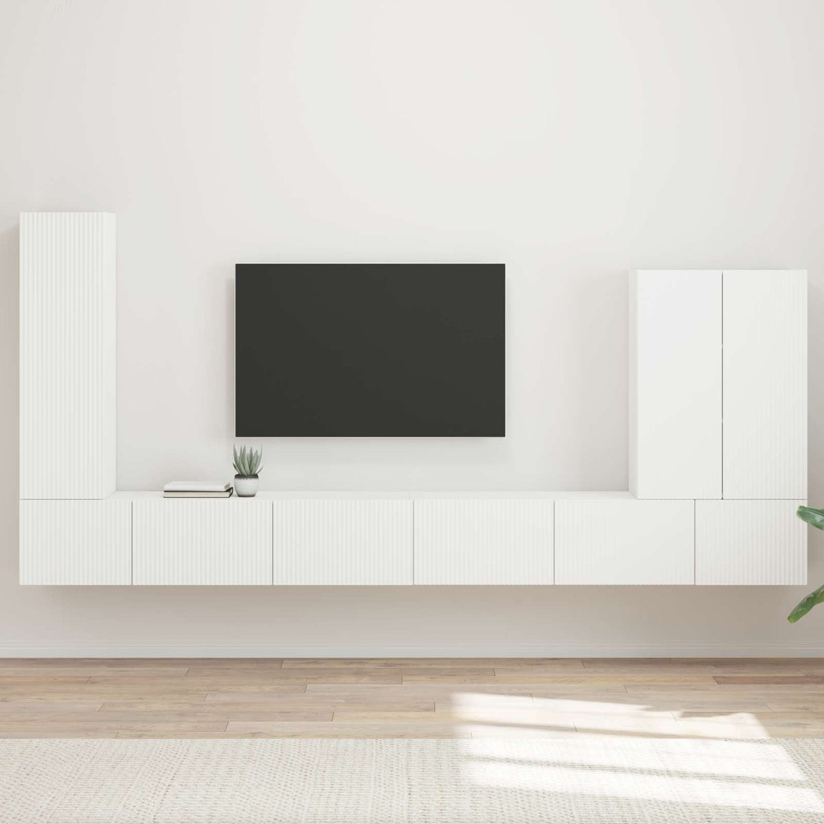 vidaXL Zestaw szafki pod telewizor na ścianę 6 szt. Biały