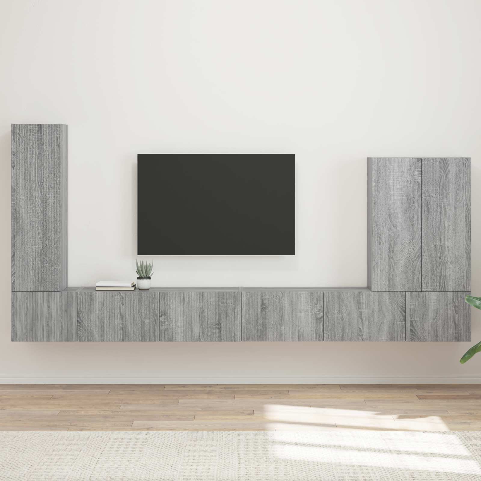 vidaXL Zestaw szafki pod telewizor na ścianę 6 pcs Szary Sonoma