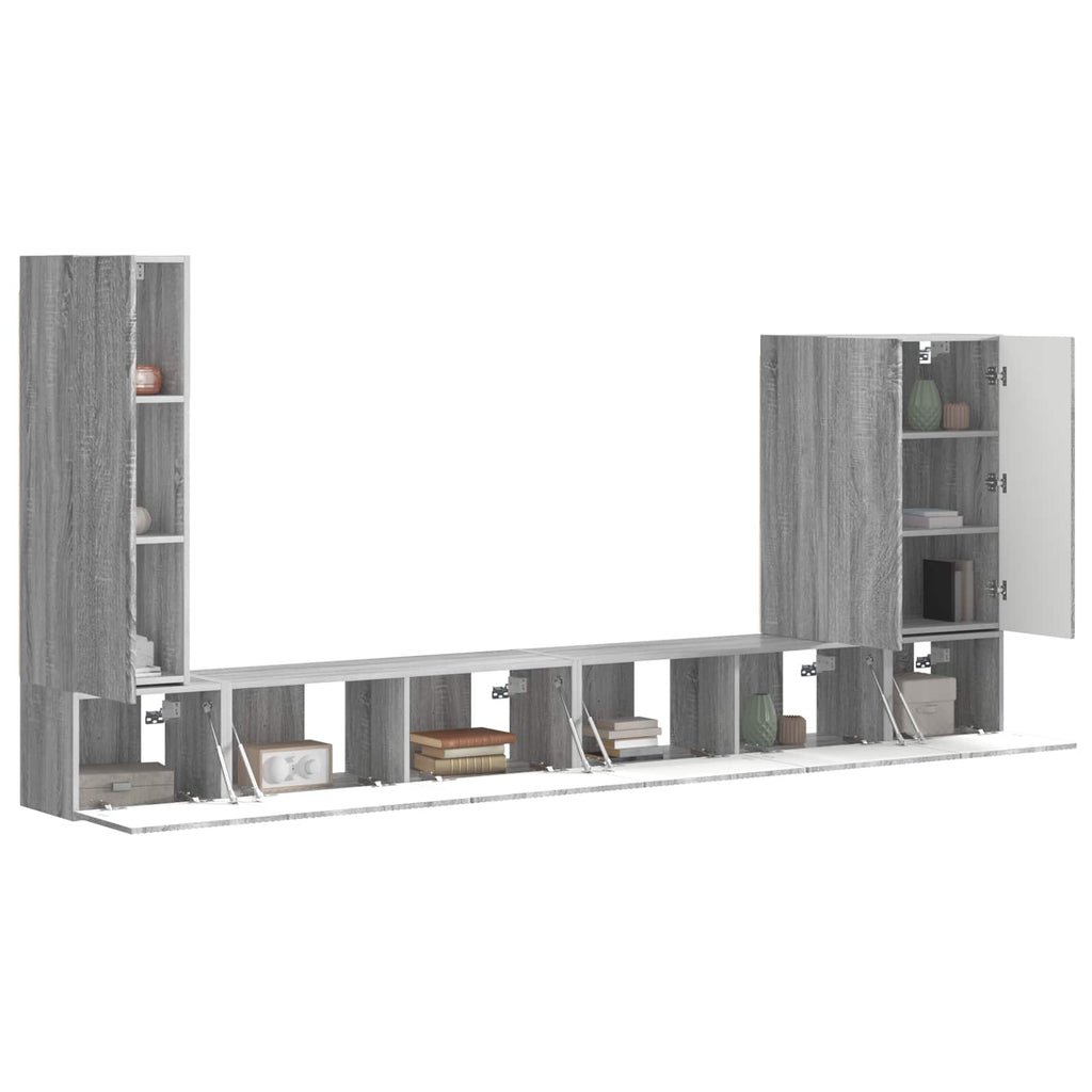 vidaXL Zestaw szafki pod telewizor na ścianę 6 pcs Szary Sonoma