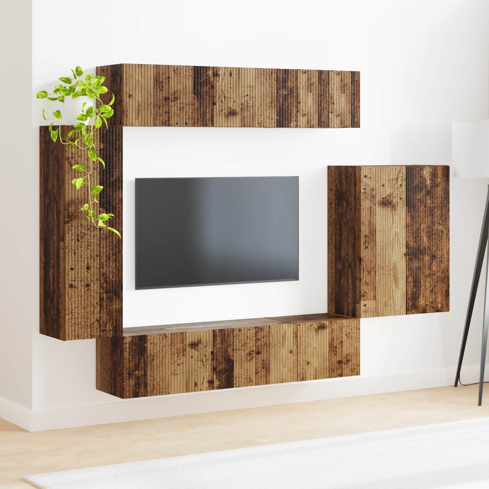 vidaXL Zestaw szafki pod telewizor na ścianę 6 pcs Stare drewno