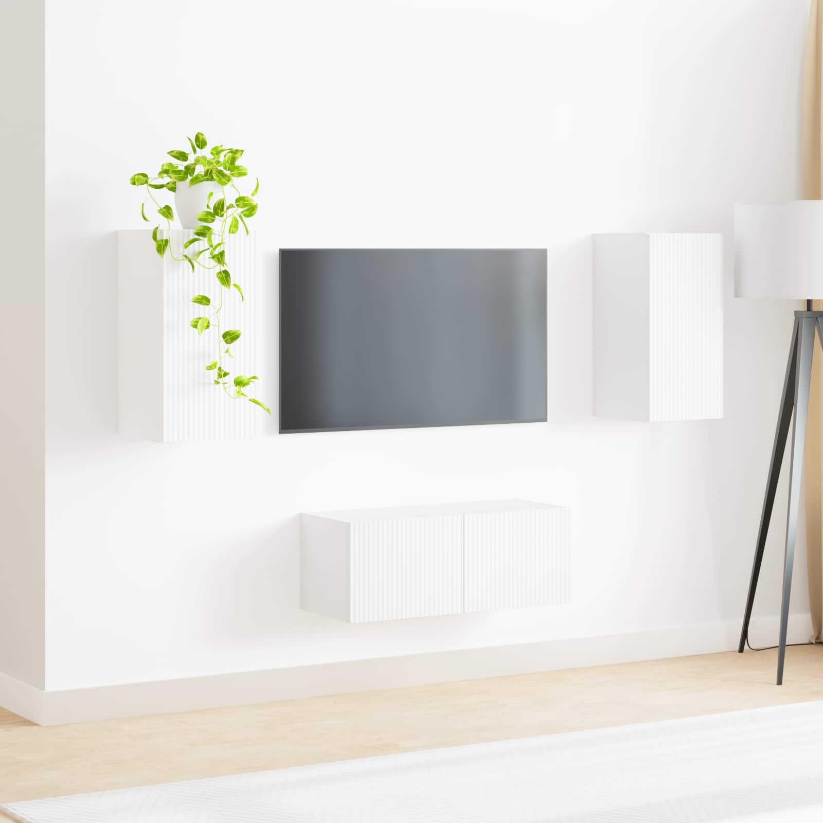 vidaXL Zestaw szafek RTV 2 pcs Biały Materiał drewnopochodny