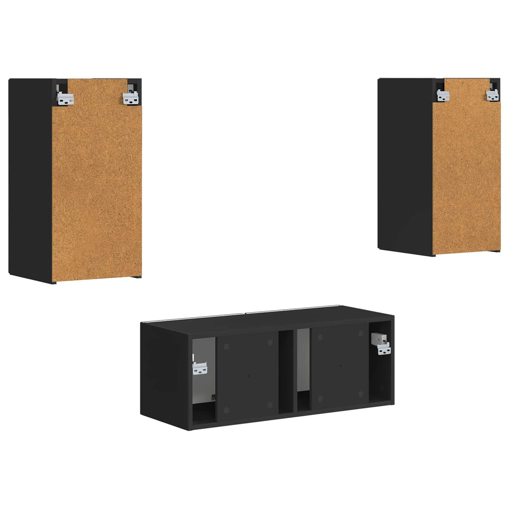 vidaXL Zestaw szafek RTV 2 pcs Czarny Materiał drewnopochodny
