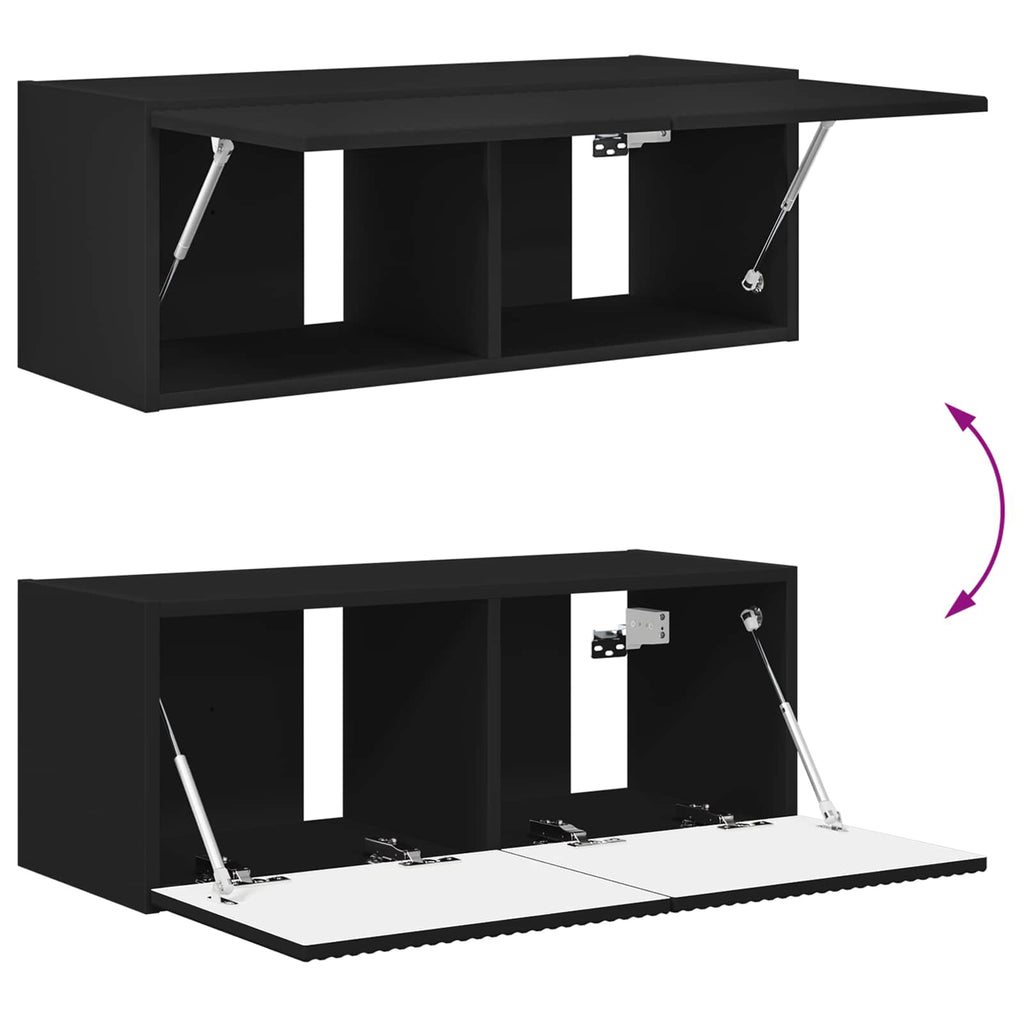 vidaXL Zestaw szafek RTV 2 pcs Czarny Materiał drewnopochodny