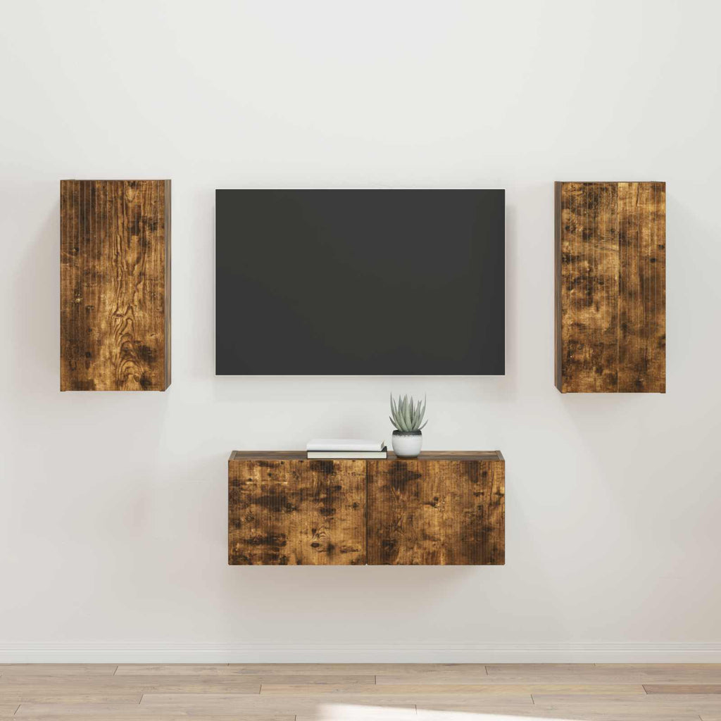 vidaXL Zestaw szafek RTV 2 pcs Dąb wędzony Materiał drewnopochodny