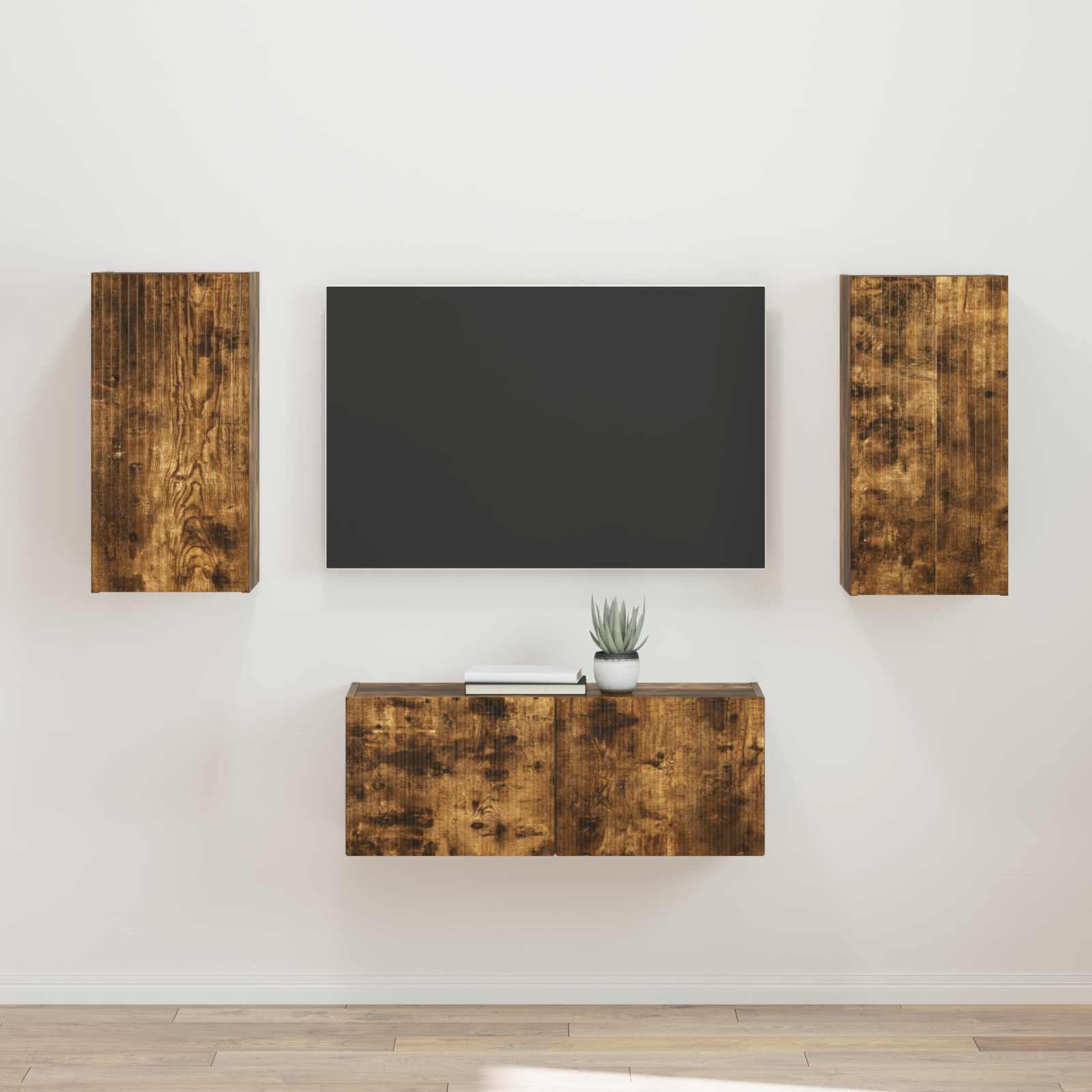 vidaXL Zestaw szafek RTV 2 pcs Dąb wędzony Materiał drewnopochodny