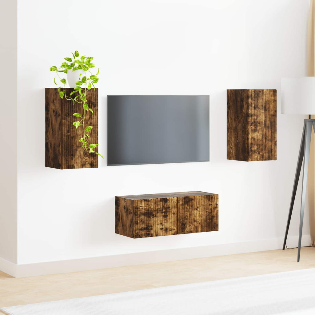 vidaXL Zestaw szafek RTV 2 pcs Dąb wędzony Materiał drewnopochodny
