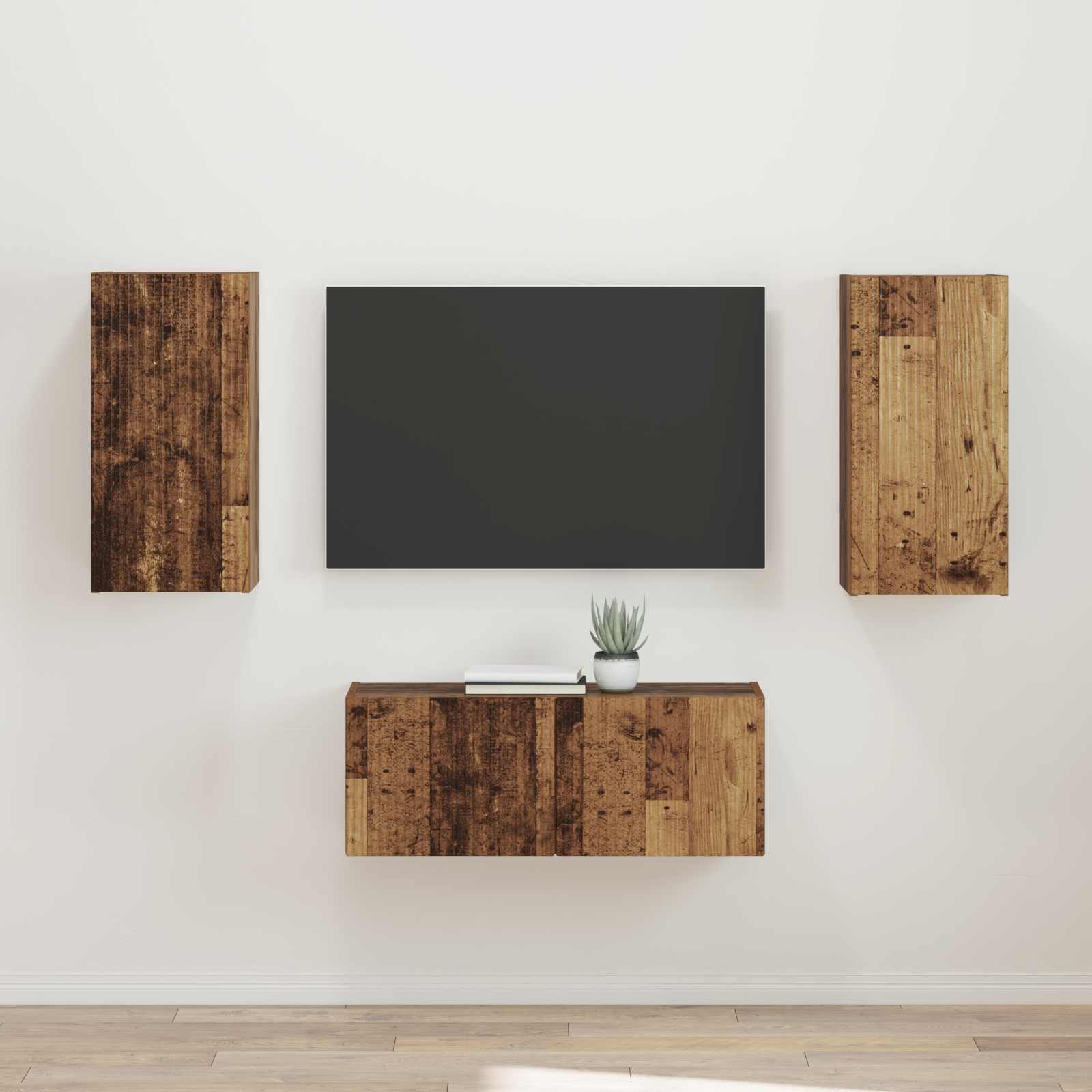 vidaXL Zestaw szafek RTV 2 pcs Stare drewno Materiał drewnopochodny