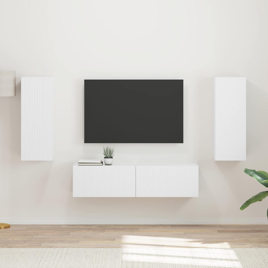 vidaXL Zestaw szafek RTV 2 pcs Biały Materiał drewnopochodny