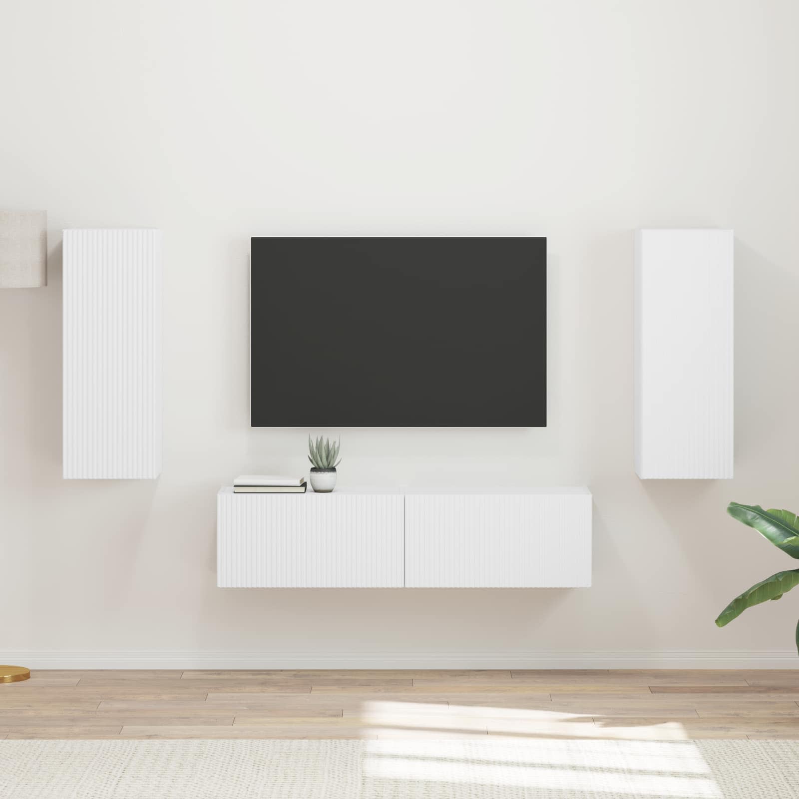 vidaXL Zestaw szafek RTV 2 pcs Biały Materiał drewnopochodny