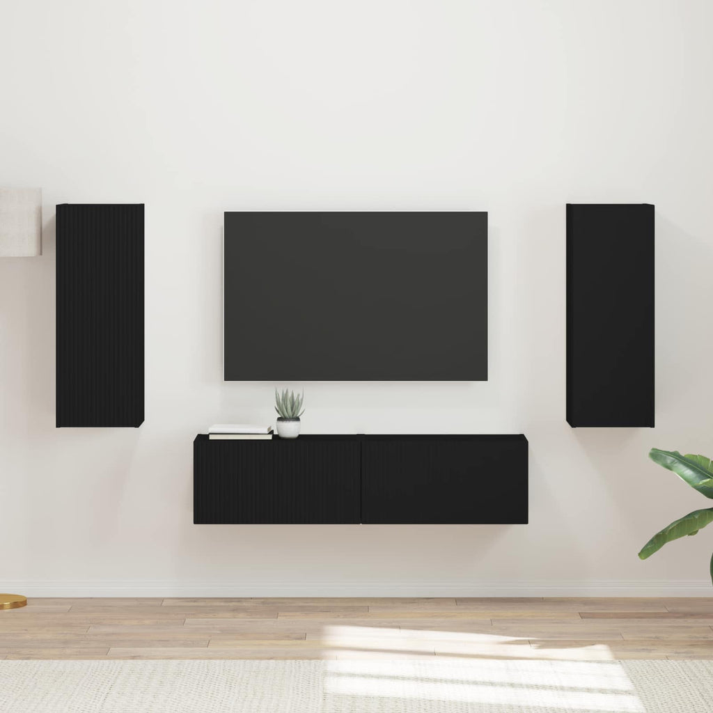 vidaXL Zestaw szafek RTV 2 pcs Czarny Materiał drewnopochodny