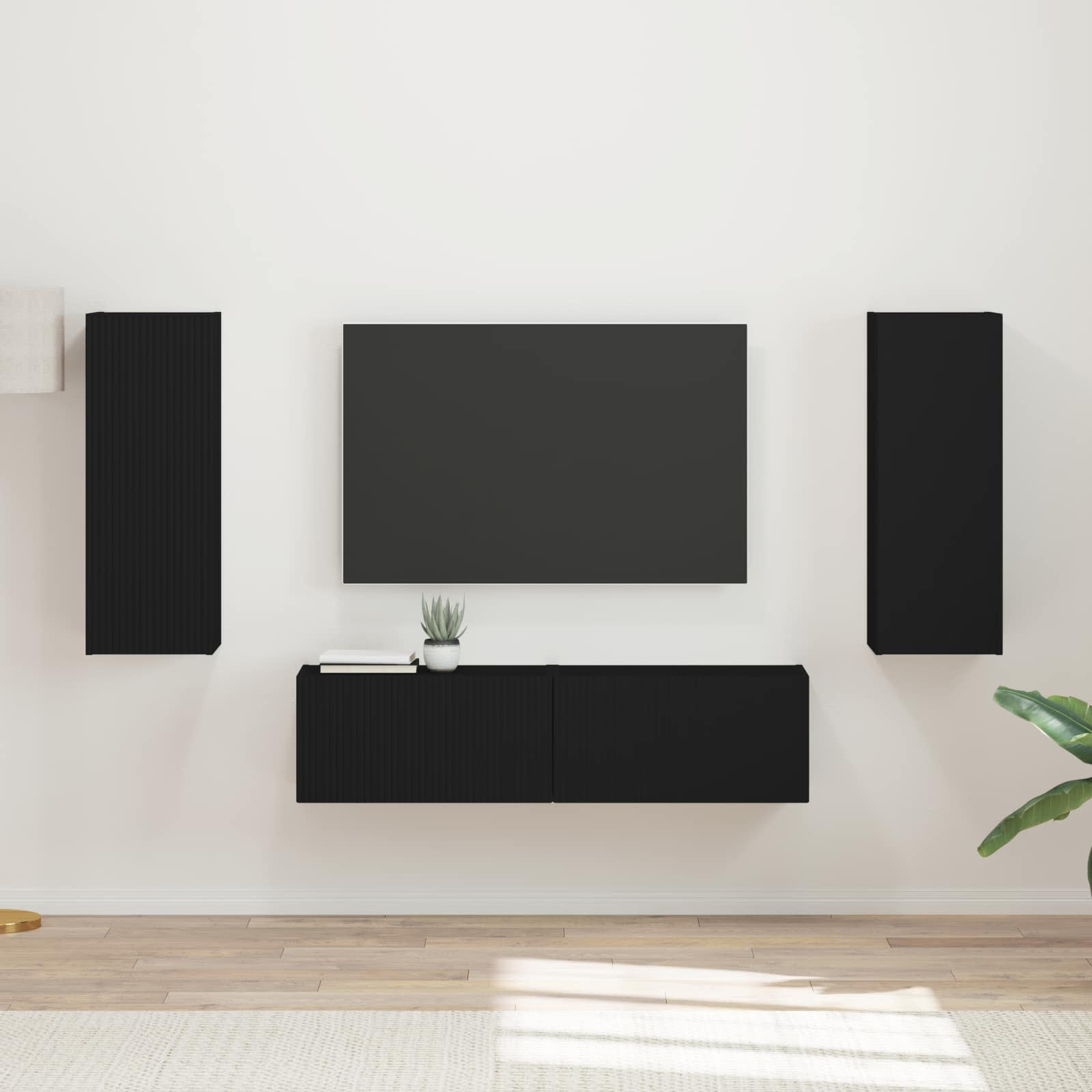 vidaXL Zestaw szafek RTV 2 pcs Czarny Materiał drewnopochodny