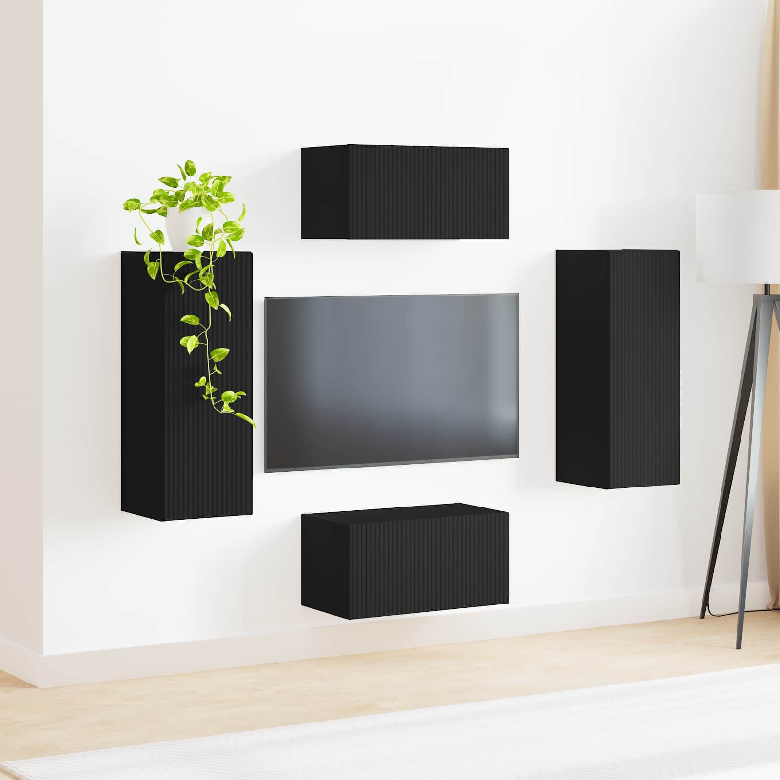 vidaXL Zestaw szafek RTV 2 pcs Czarny Materiał drewnopochodny