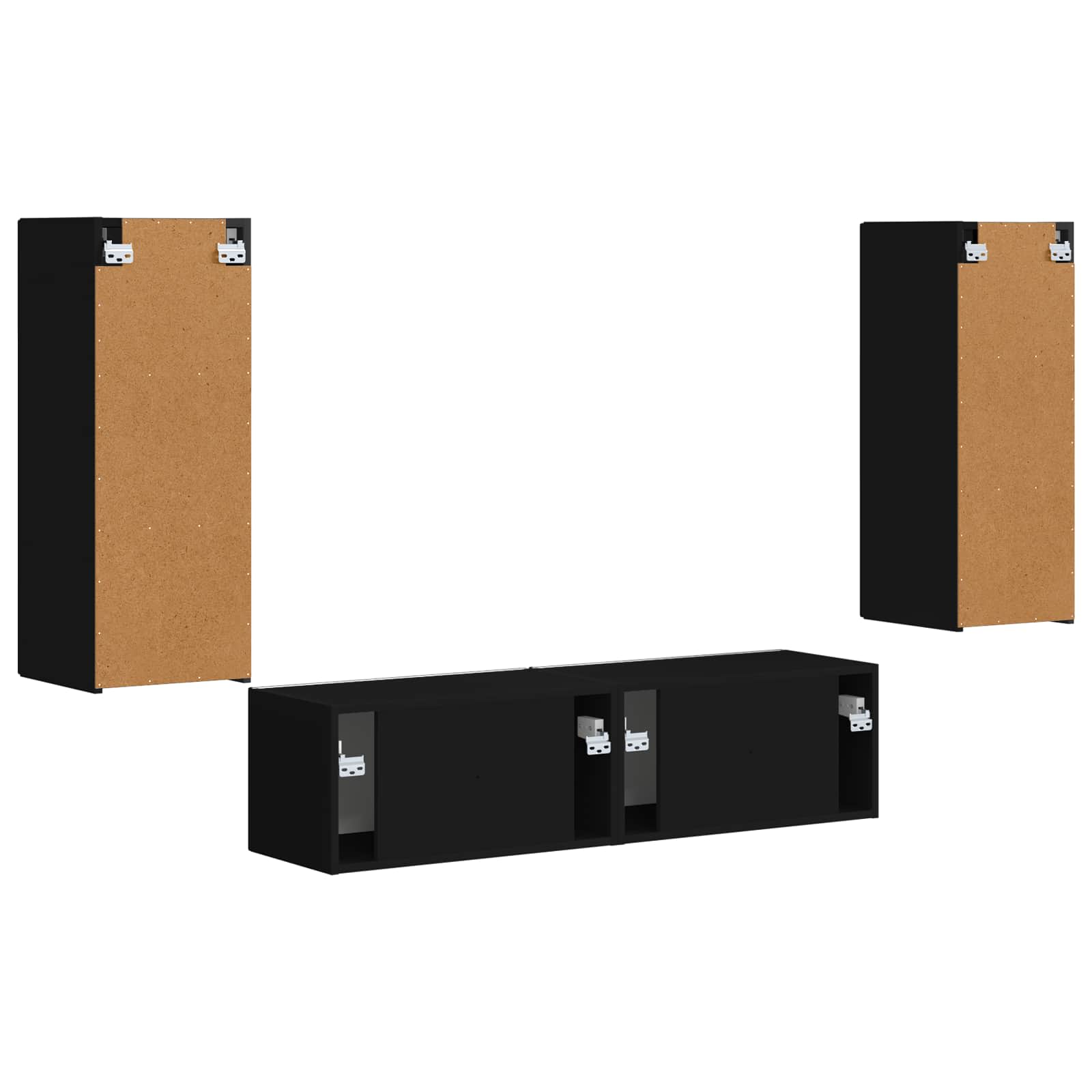 vidaXL Zestaw szafek RTV 2 pcs Czarny Materiał drewnopochodny