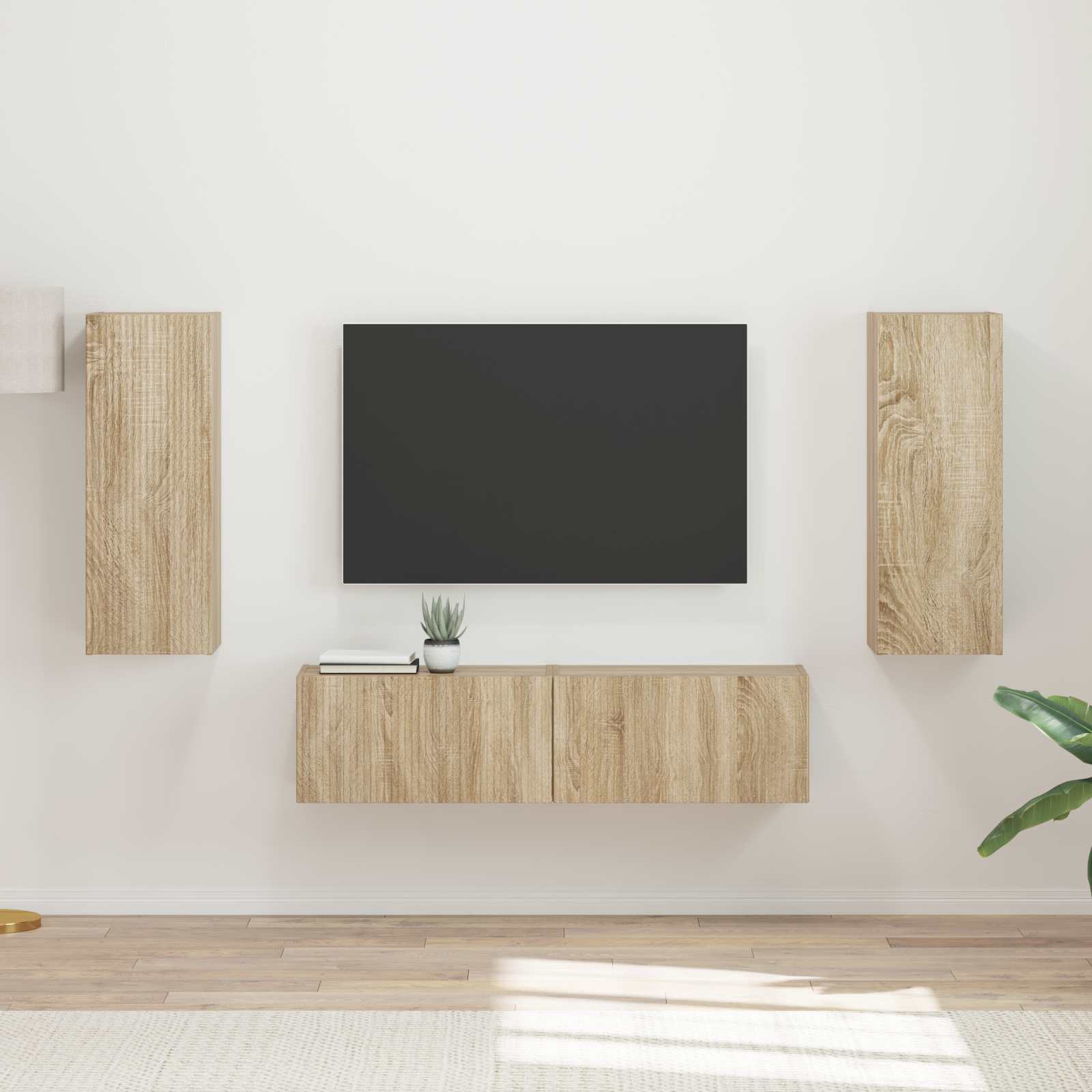 vidaXL Zestaw szafek RTV 2 pcs Dąb Sonoma Materiał drewnopochodny