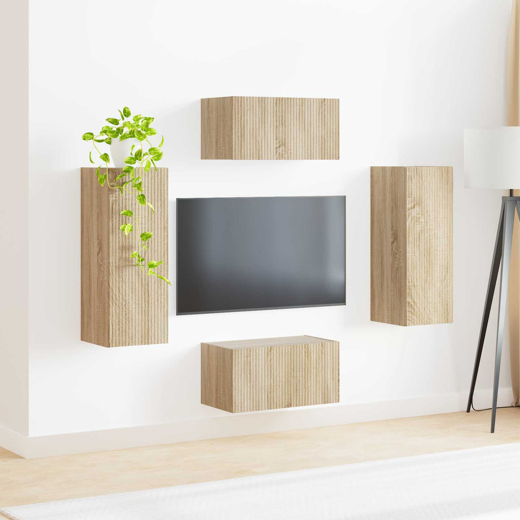 vidaXL Zestaw szafek RTV 2 pcs Dąb Sonoma Materiał drewnopochodny