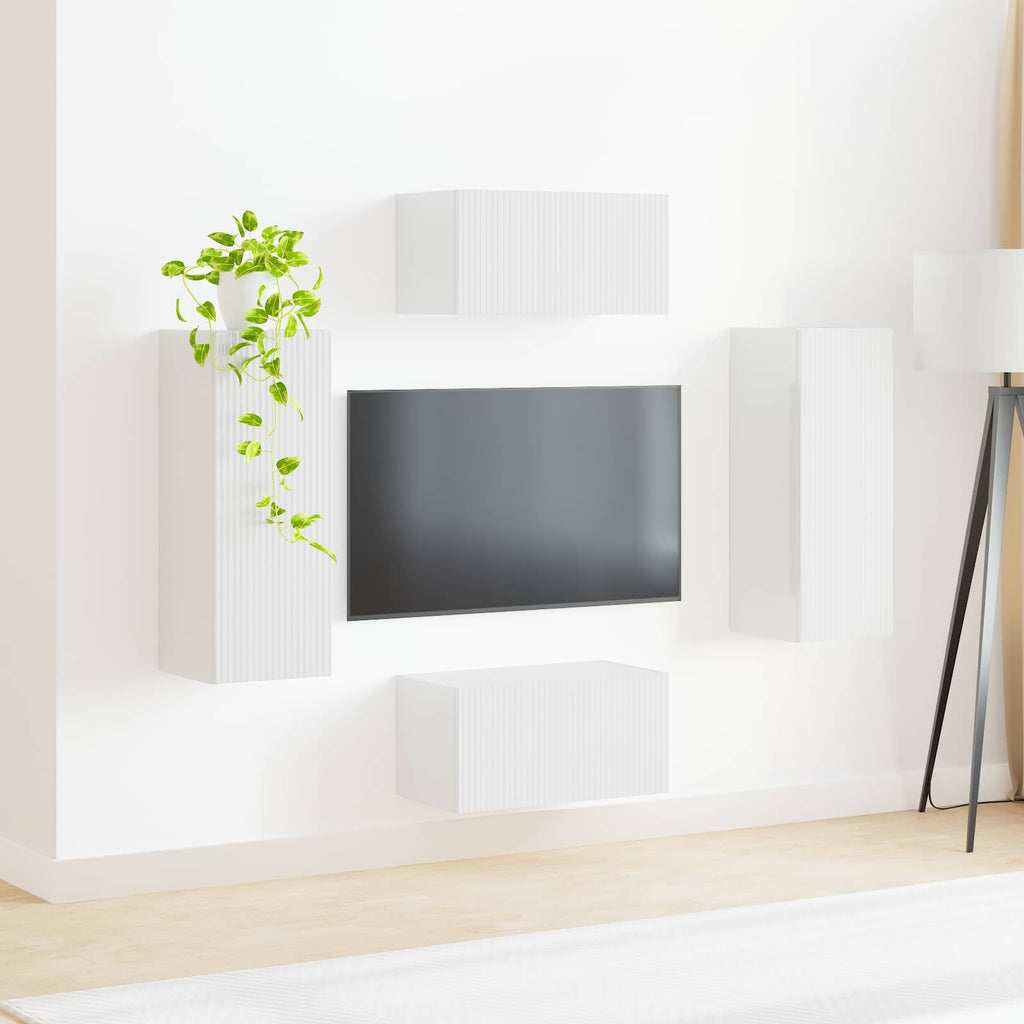 vidaXL Zestaw szafek RTV 2 pcs Wysoki połysk biały