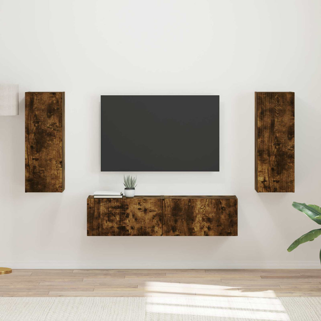 vidaXL Zestaw szafek RTV 2 pcs Dąb wędzony Materiał drewnopochodny