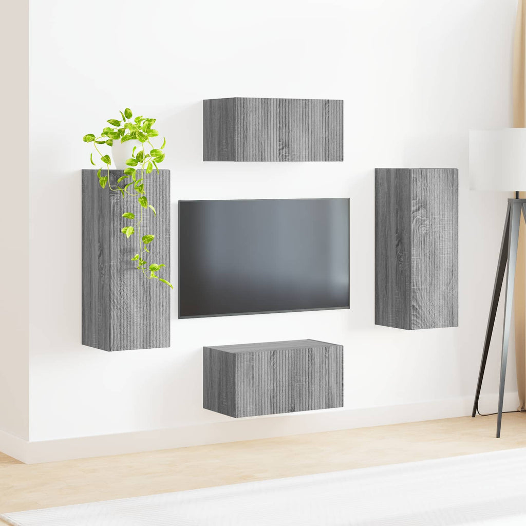 vidaXL Zestaw szafek RTV 2 pcs Szary Sonoma Materiał drewnopochodny
