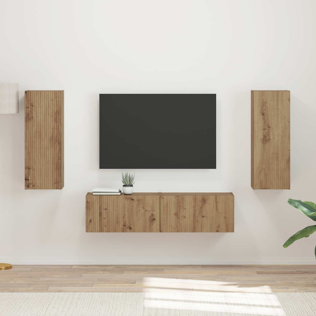 vidaXL Zestaw szafek RTV Montowane na ścianie 2 pcs Dąb rzemieślniczy