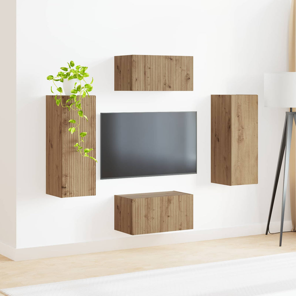 vidaXL Zestaw szafek RTV Montowane na ścianie 2 pcs Dąb rzemieślniczy