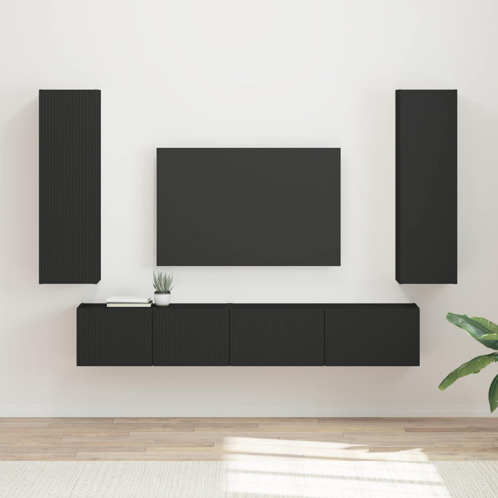 vidaXL Zestaw szafek RTV 3 pcs Czarny Materiał drewnopochodny