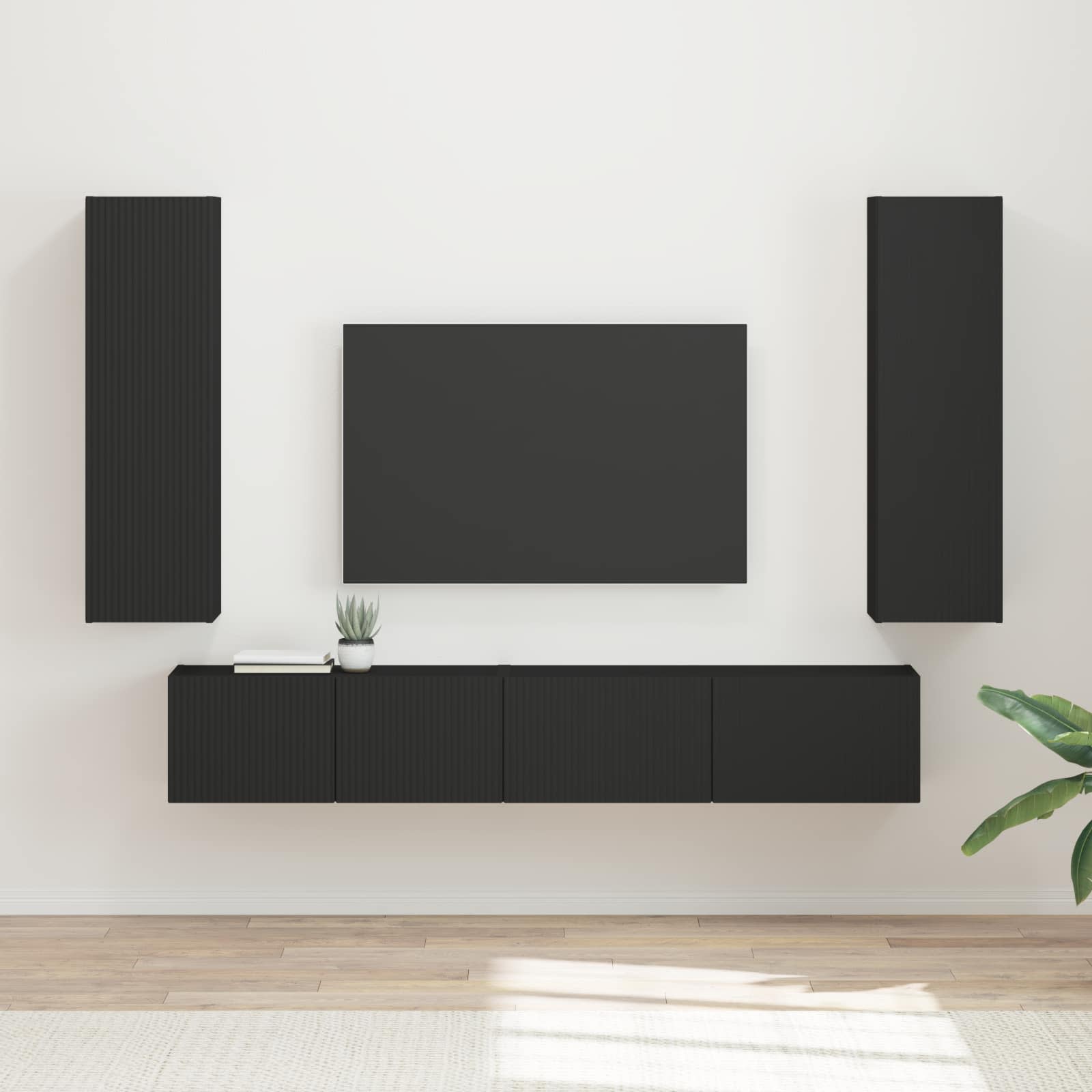 vidaXL Zestaw szafek RTV 3 pcs Czarny Materiał drewnopochodny