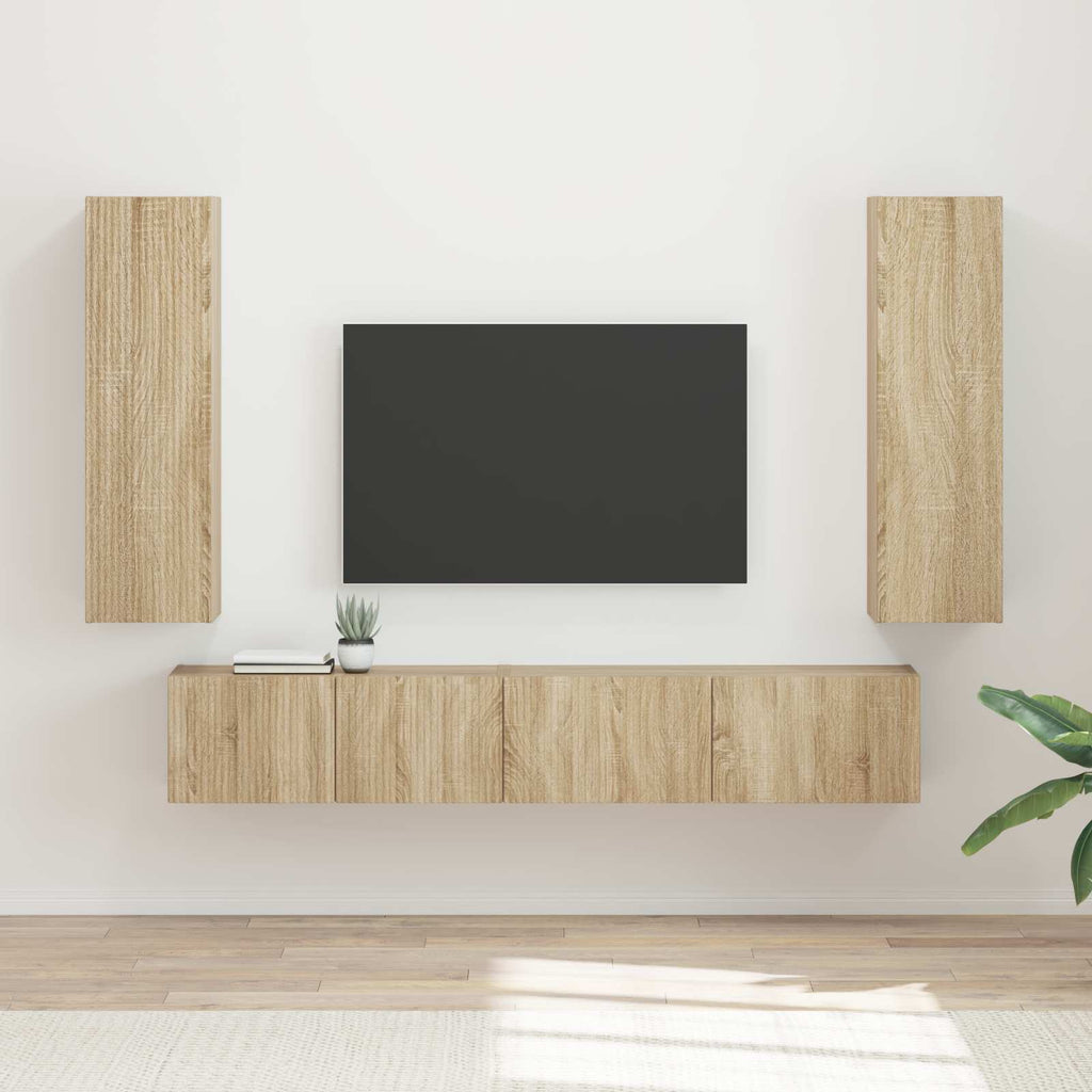 vidaXL Zestaw szafek RTV 3 pcs Dąb Sonoma Materiał drewnopochodny