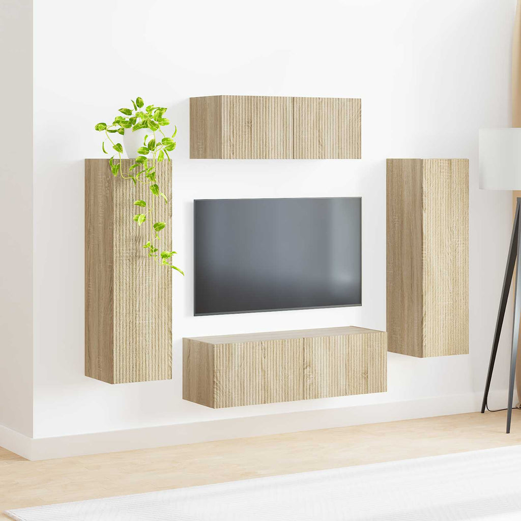 vidaXL Zestaw szafek RTV 3 pcs Dąb Sonoma Materiał drewnopochodny