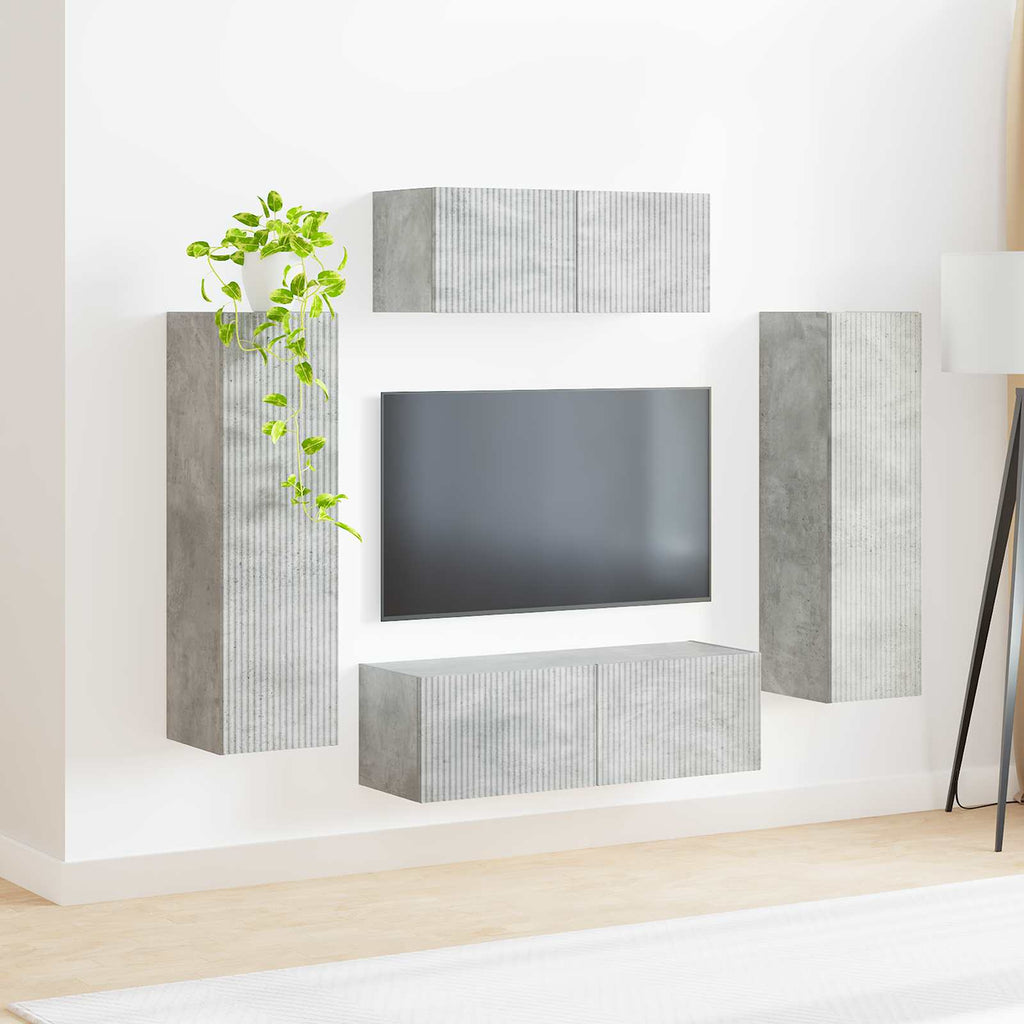 vidaXL Zestaw szafek RTV 3 pcs Betonowy szary Materiał drewnopochodny