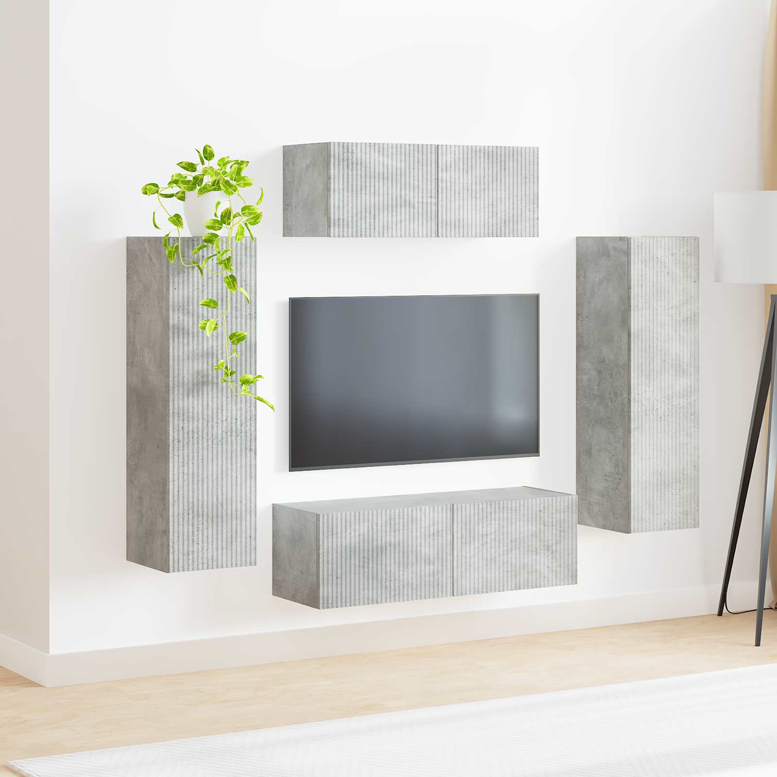 vidaXL Zestaw szafek RTV 3 pcs Betonowy szary Materiał drewnopochodny