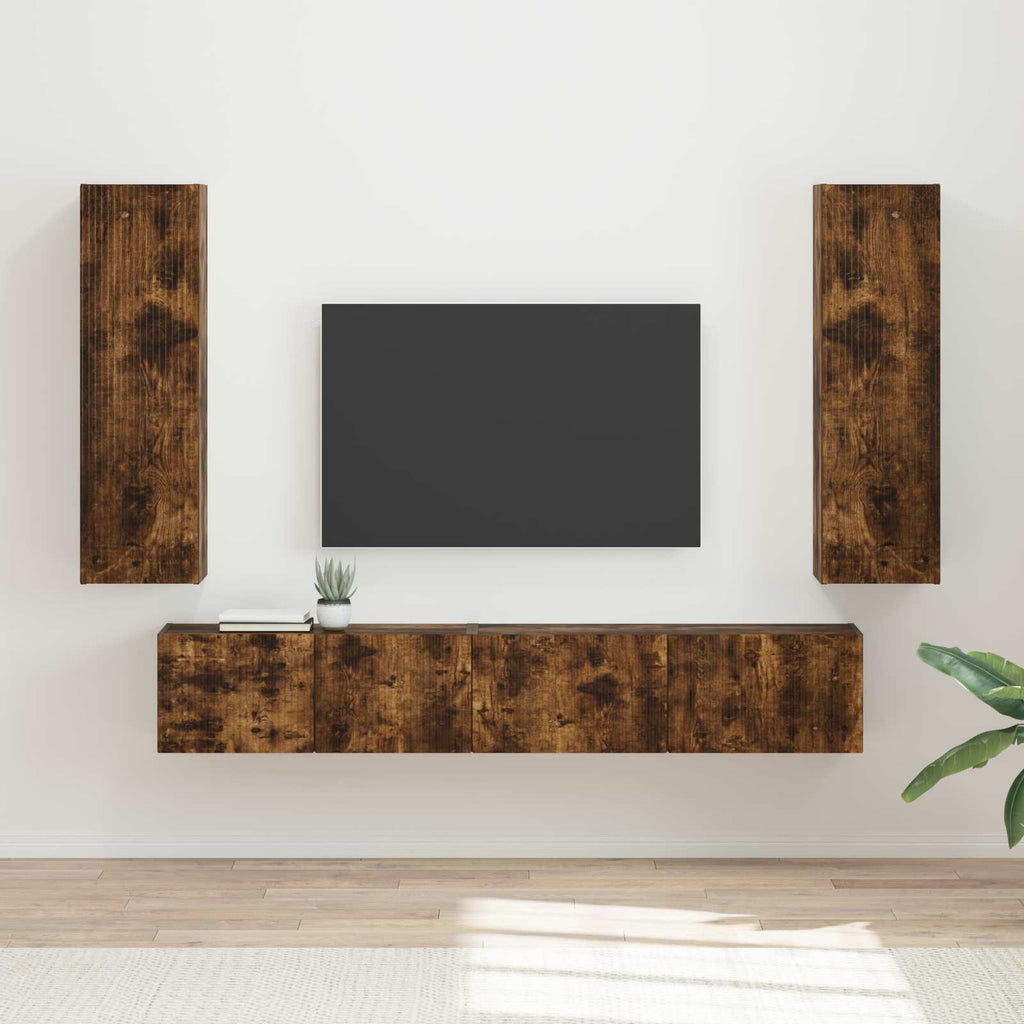 vidaXL Zestaw szafek RTV 3 pcs Dąb wędzony Materiał drewnopochodny