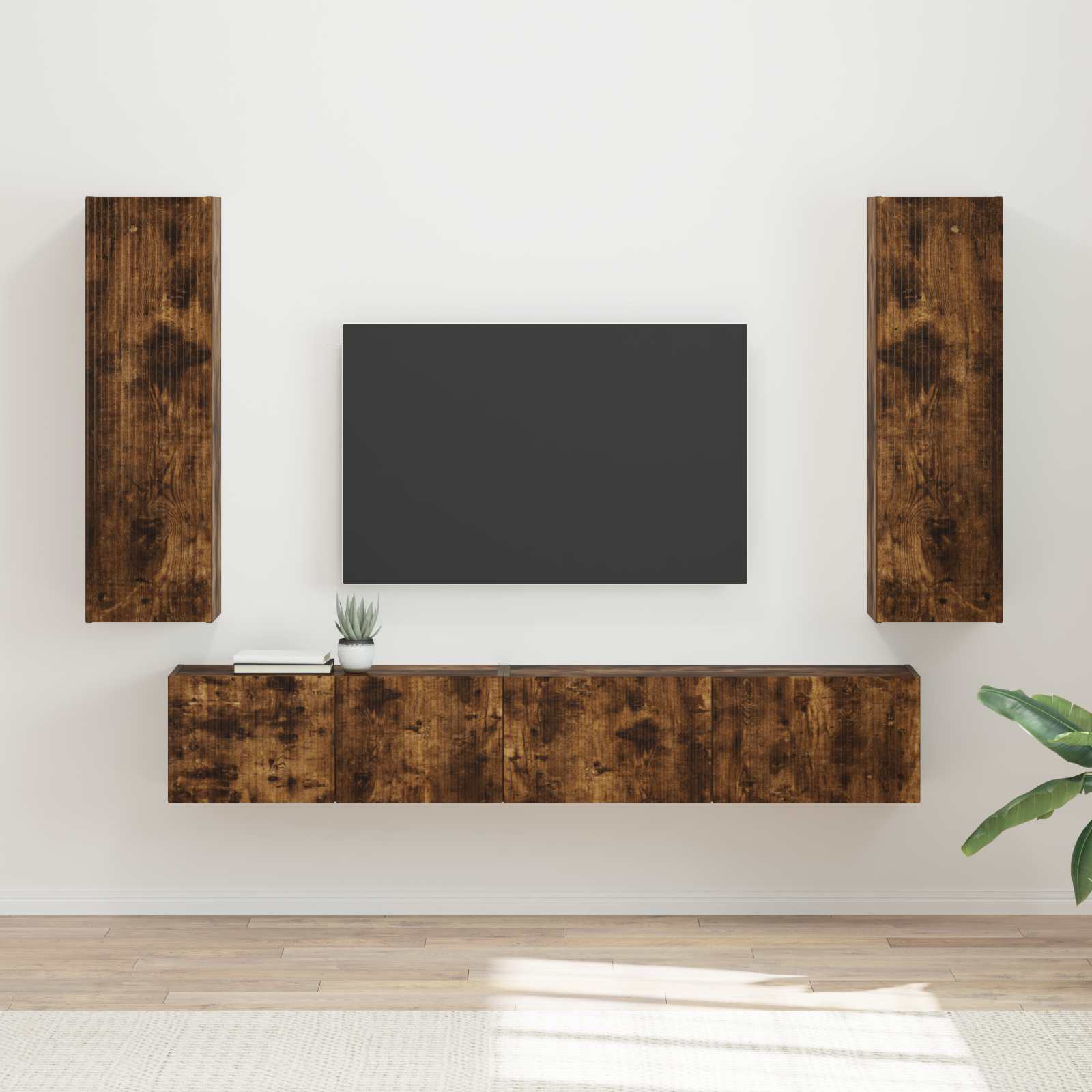 vidaXL Zestaw szafek RTV 3 pcs Dąb wędzony Materiał drewnopochodny