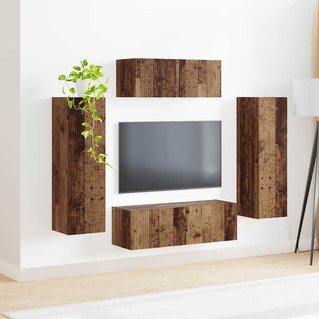 vidaXL Zestaw szafek RTV 3 pcs Dąb wędzony Materiał drewnopochodny