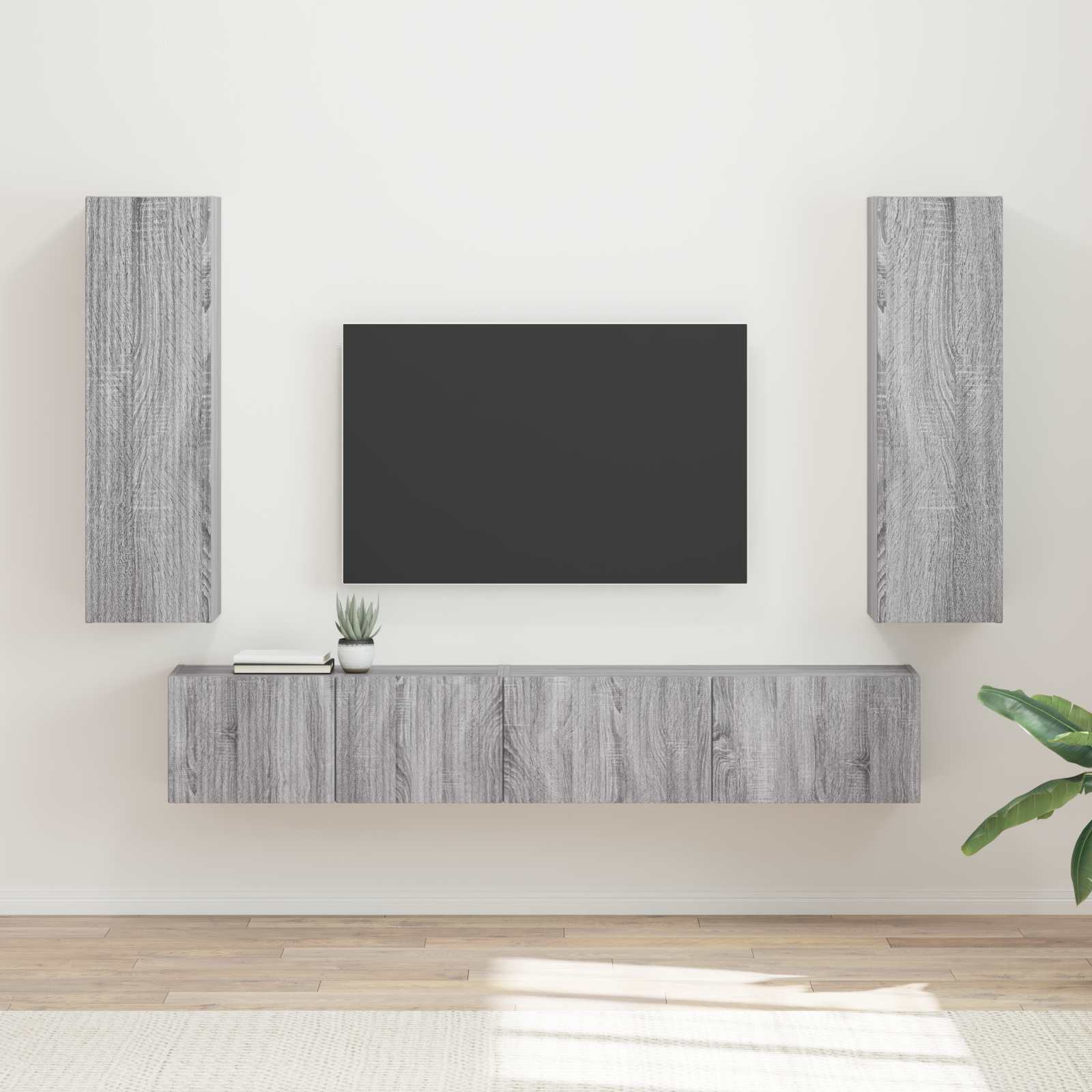 vidaXL Zestaw szafek RTV 3 pcs Szary Sonoma Materiał drewnopochodny