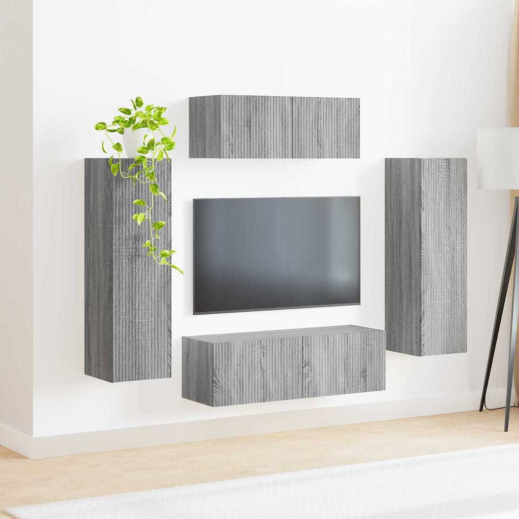 vidaXL Zestaw szafek RTV 3 pcs Szary Sonoma Materiał drewnopochodny