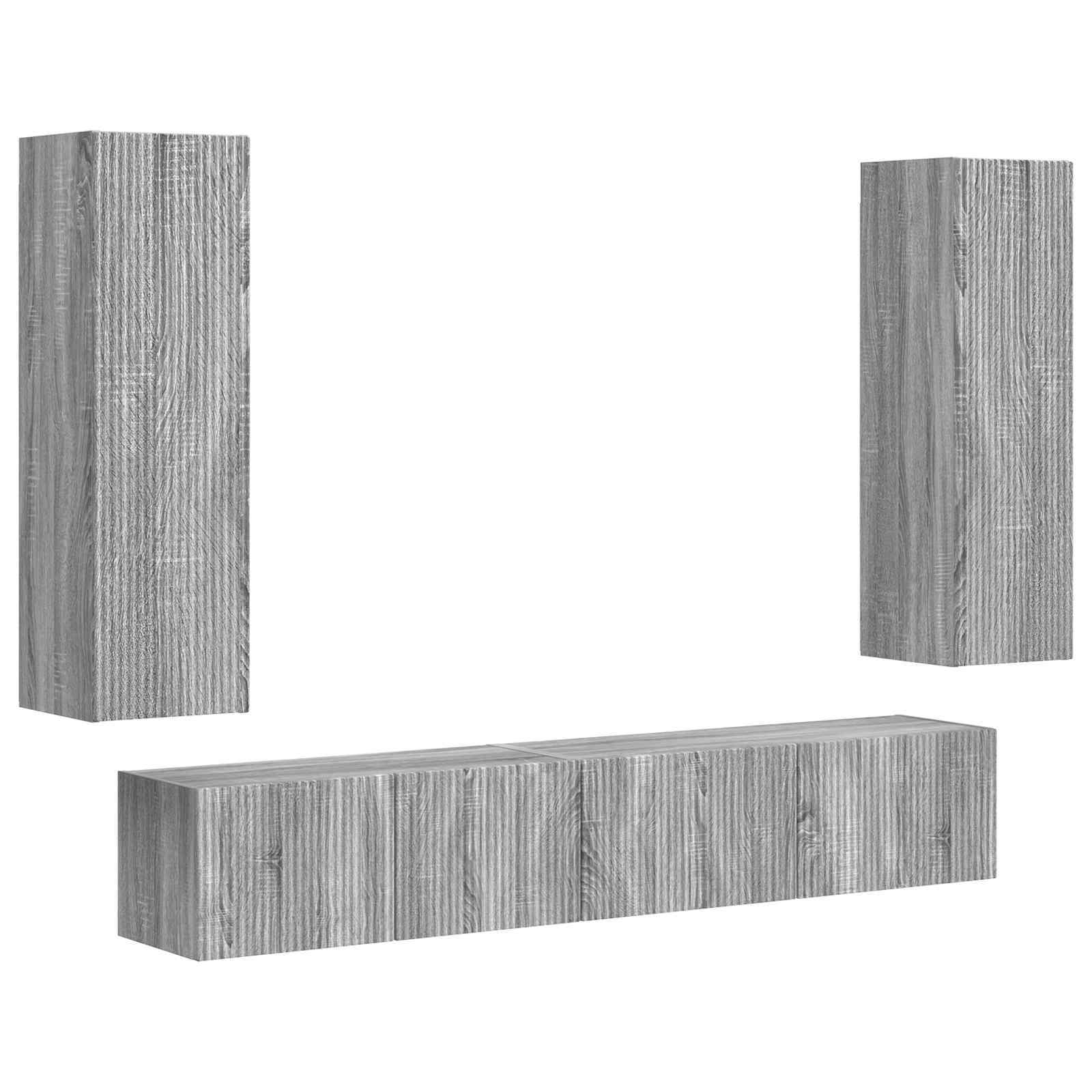 vidaXL Zestaw szafek RTV 3 pcs Szary Sonoma Materiał drewnopochodny