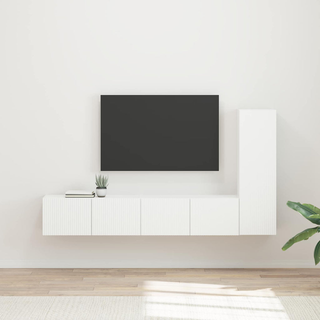vidaXL Zestaw szafek RTV 3 pcs Biały Materiał drewnopochodny