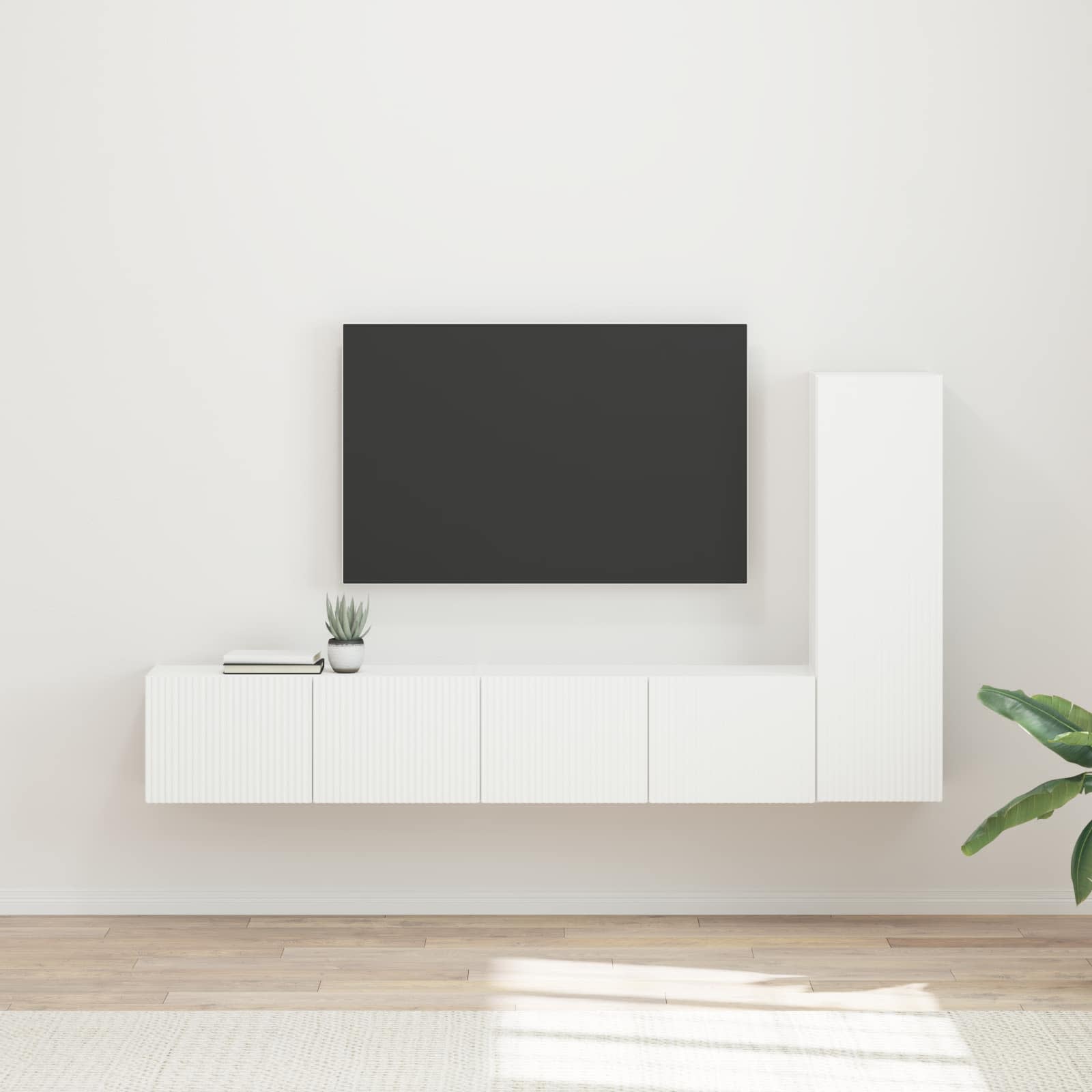 vidaXL Zestaw szafek RTV 3 pcs Biały Materiał drewnopochodny
