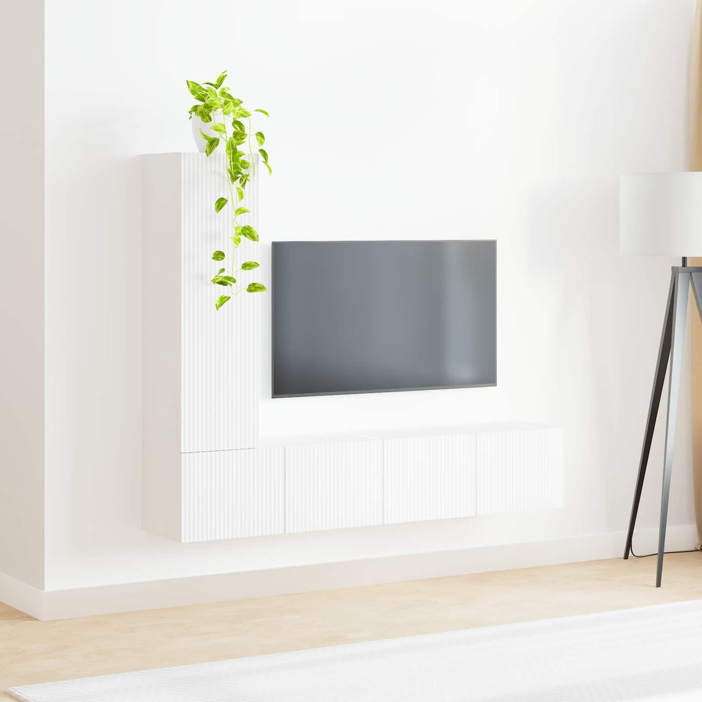 vidaXL Zestaw szafek RTV 3 pcs Biały Materiał drewnopochodny