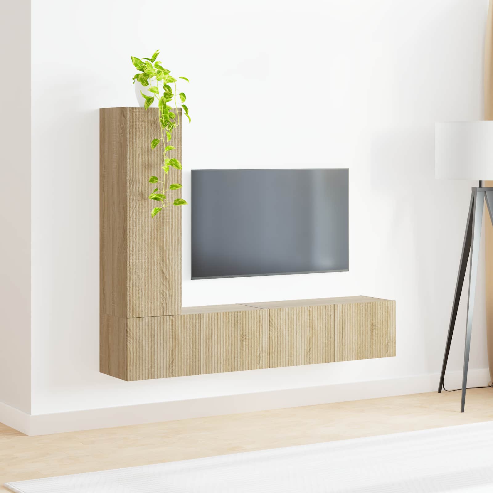 vidaXL Zestaw szafek RTV 3 pcs Dąb Sonoma Materiał drewnopochodny