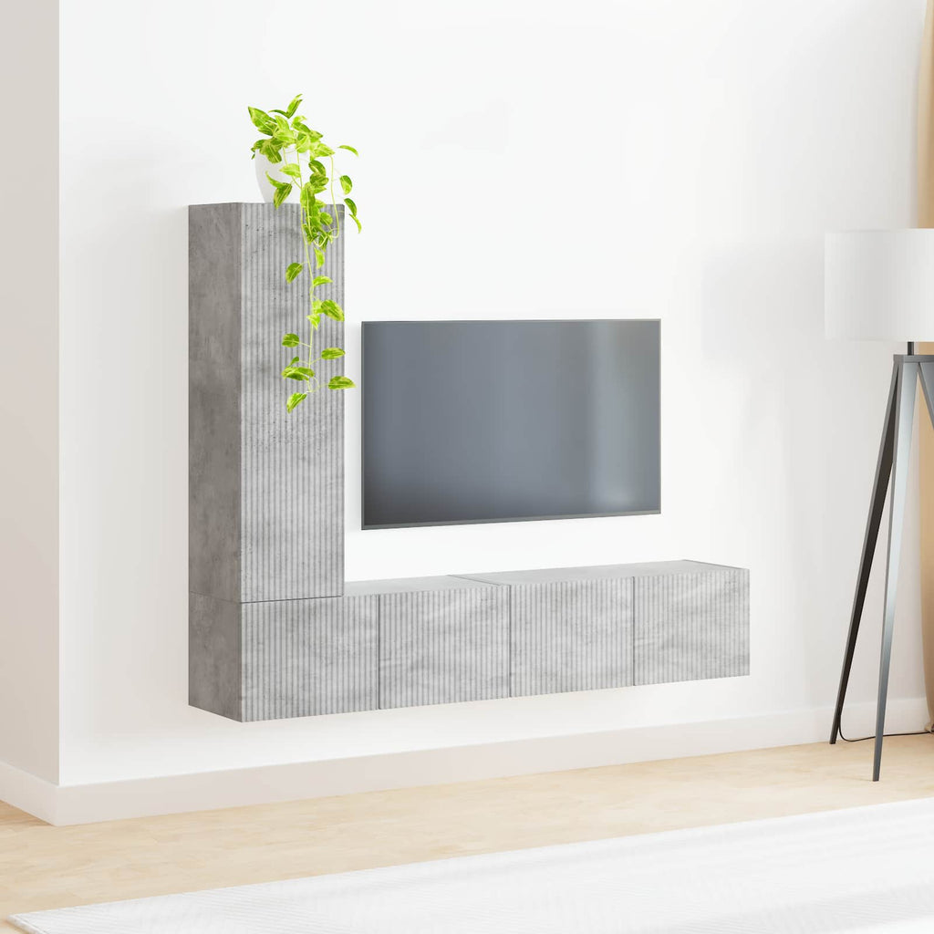 vidaXL Zestaw szafek RTV 3 pcs Betonowy szary Materiał drewnopochodny