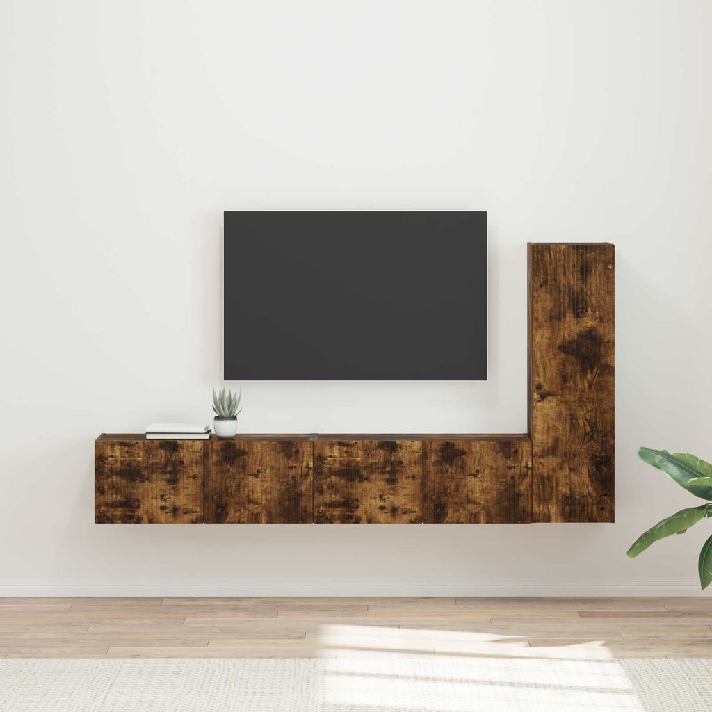vidaXL Zestaw szafek RTV 3 pcs Dąb wędzony Materiał drewnopochodny