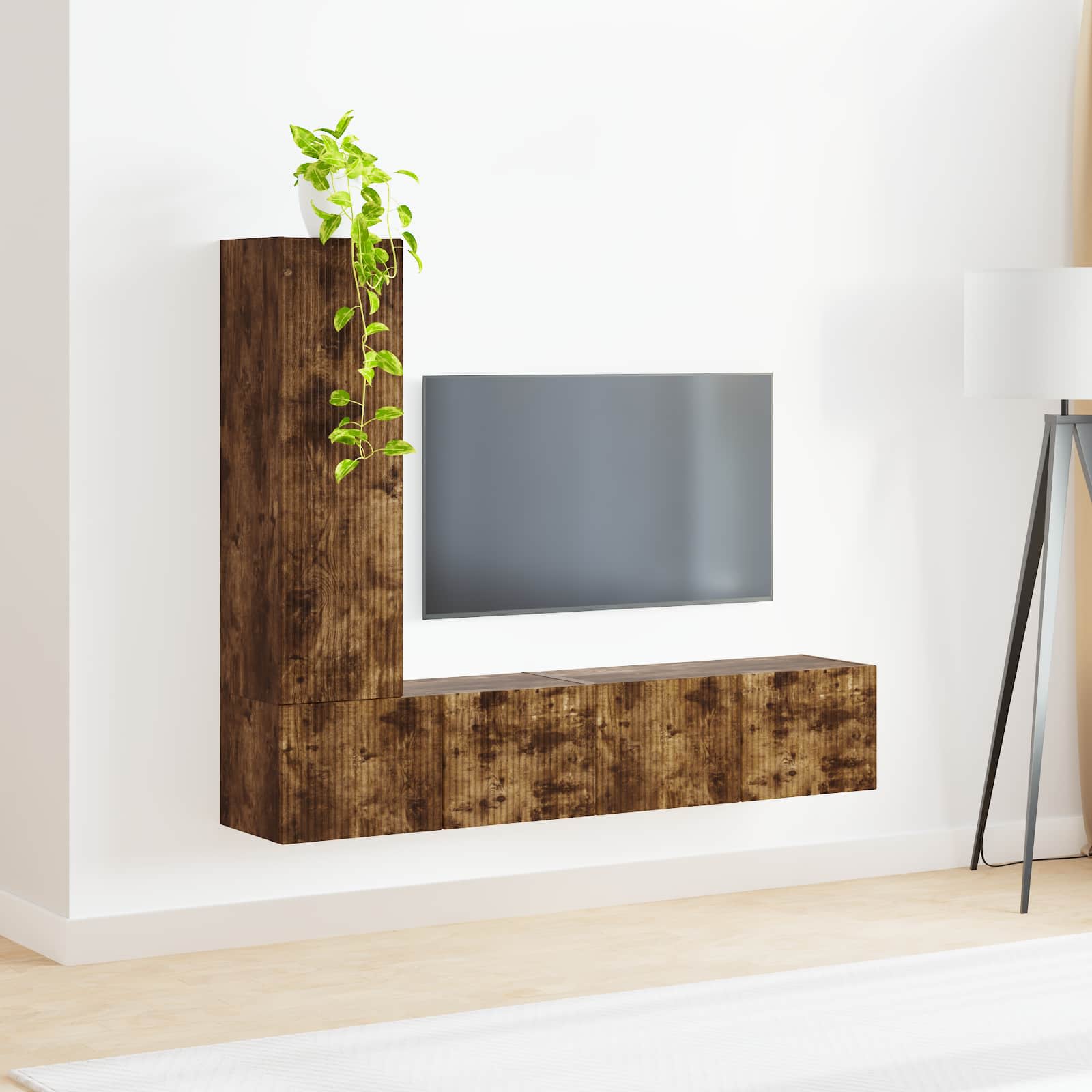 vidaXL Zestaw szafek RTV 3 pcs Dąb wędzony Materiał drewnopochodny