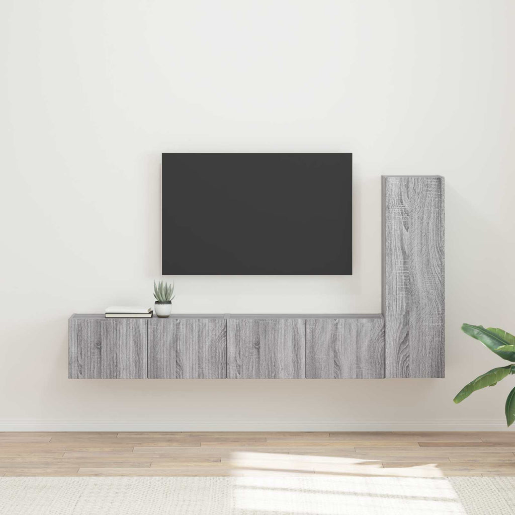 vidaXL Zestaw szafek RTV 3 pcs Szary Sonoma Materiał drewnopochodny