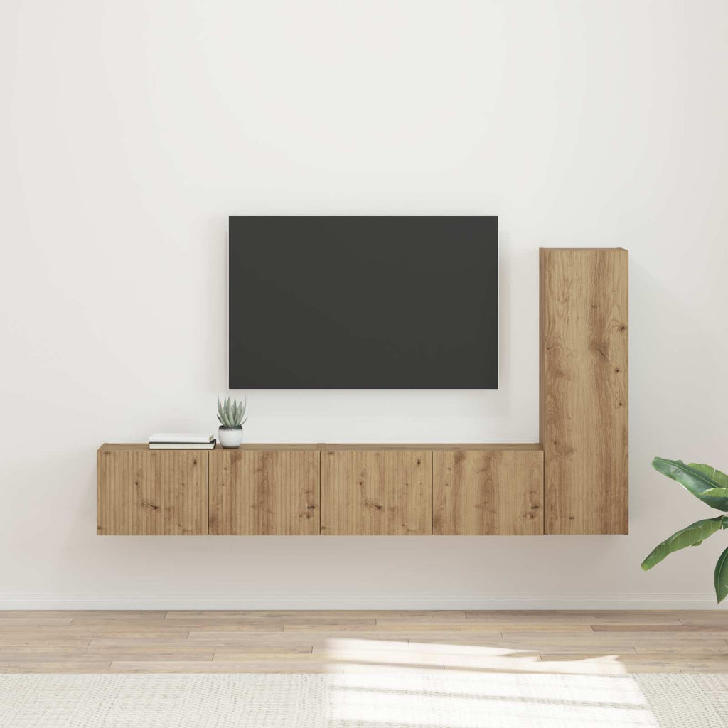 vidaXL Zestaw szafek RTV Montowane na ścianie 3 pcs Dąb rzemieślniczy