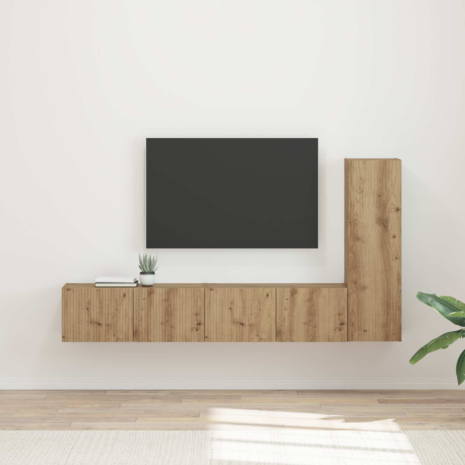 vidaXL Zestaw szafek RTV Montowane na ścianie 3 pcs Dąb rzemieślniczy
