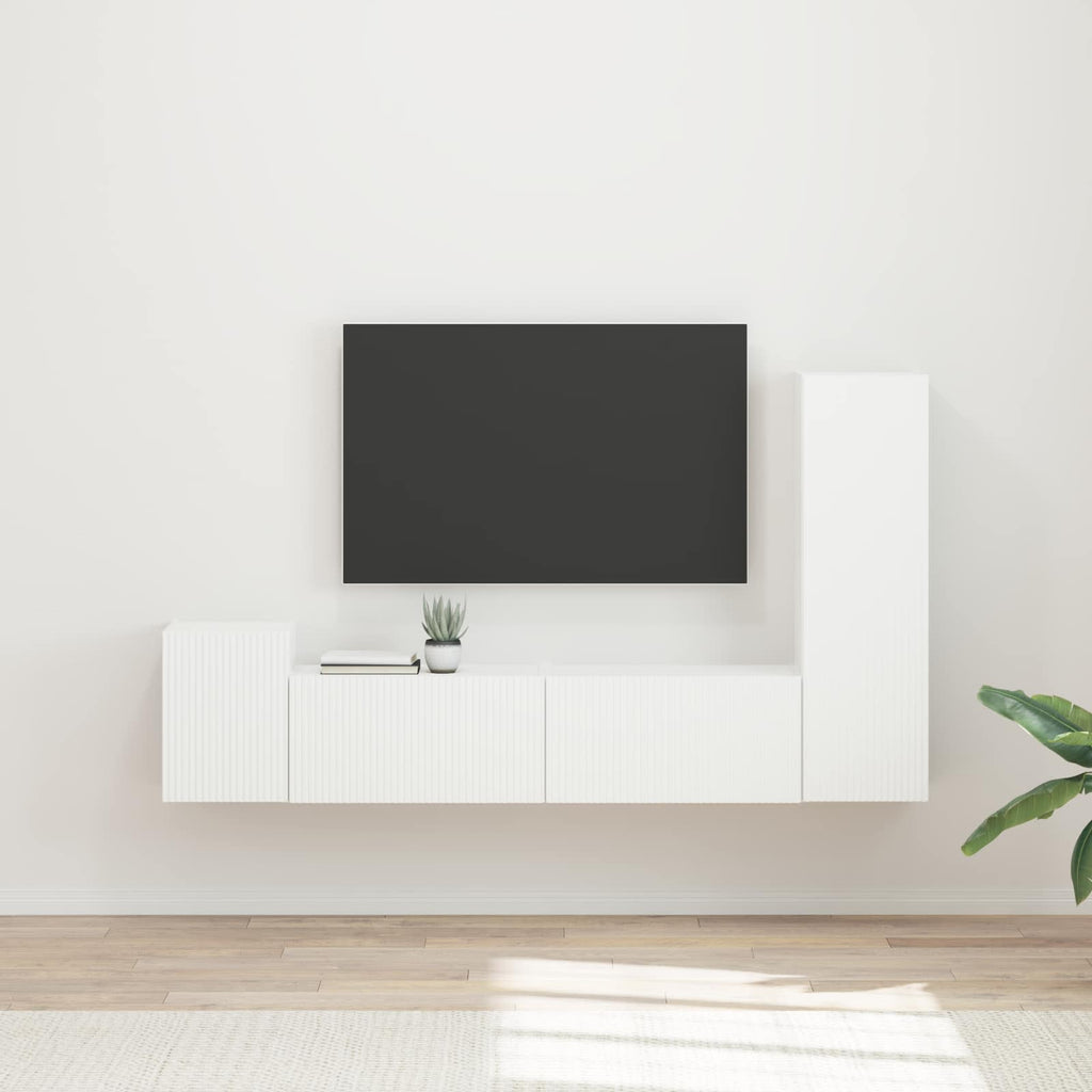 vidaXL Zestaw szafek RTV 4 pcs Biały Materiał drewnopochodny