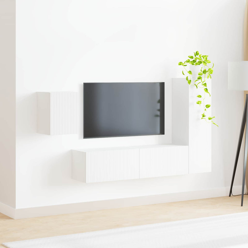 vidaXL Zestaw szafek RTV 4 pcs Biały Materiał drewnopochodny