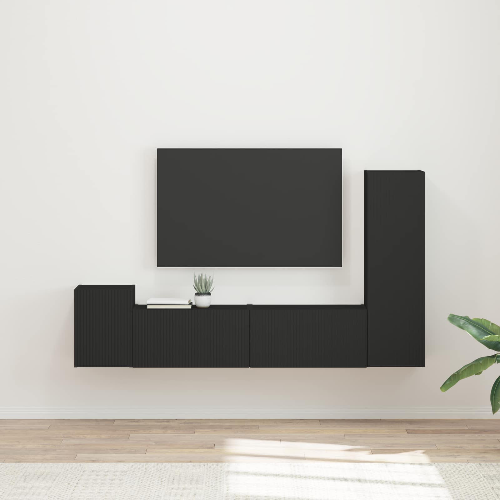 vidaXL Zestaw szafek RTV 4 pcs Czarny Materiał drewnopochodny